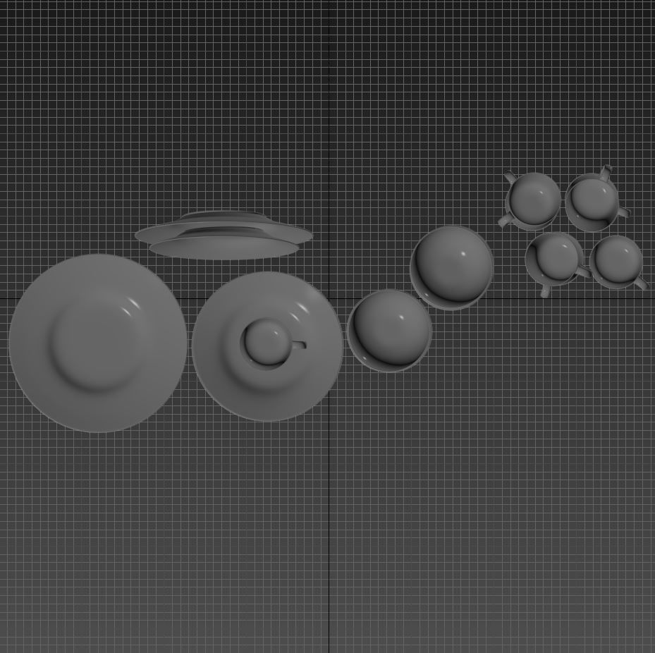Tableware set of dishes and cups 3D model_3