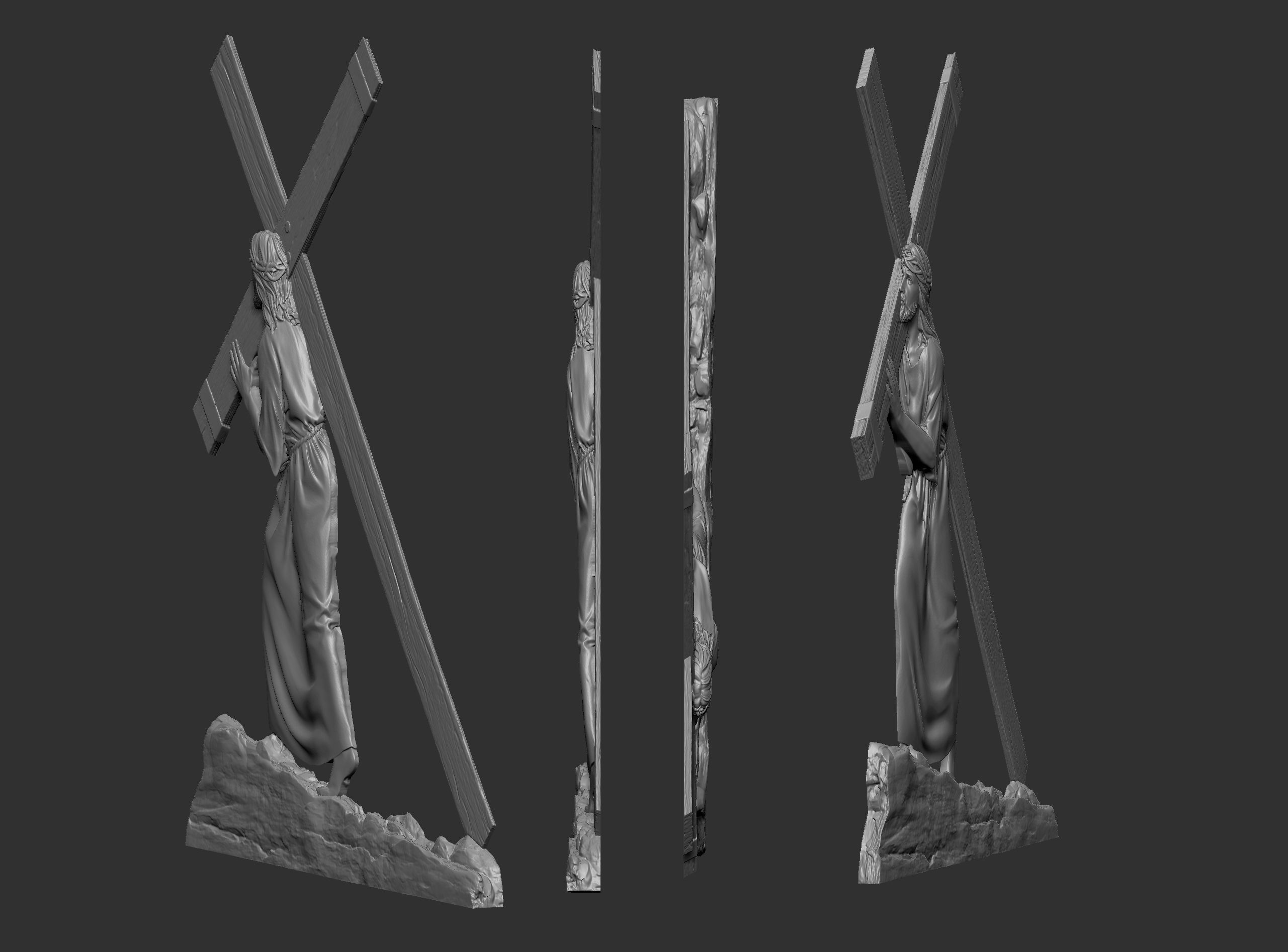 Jesus With The Cross Relief 3D print model_1