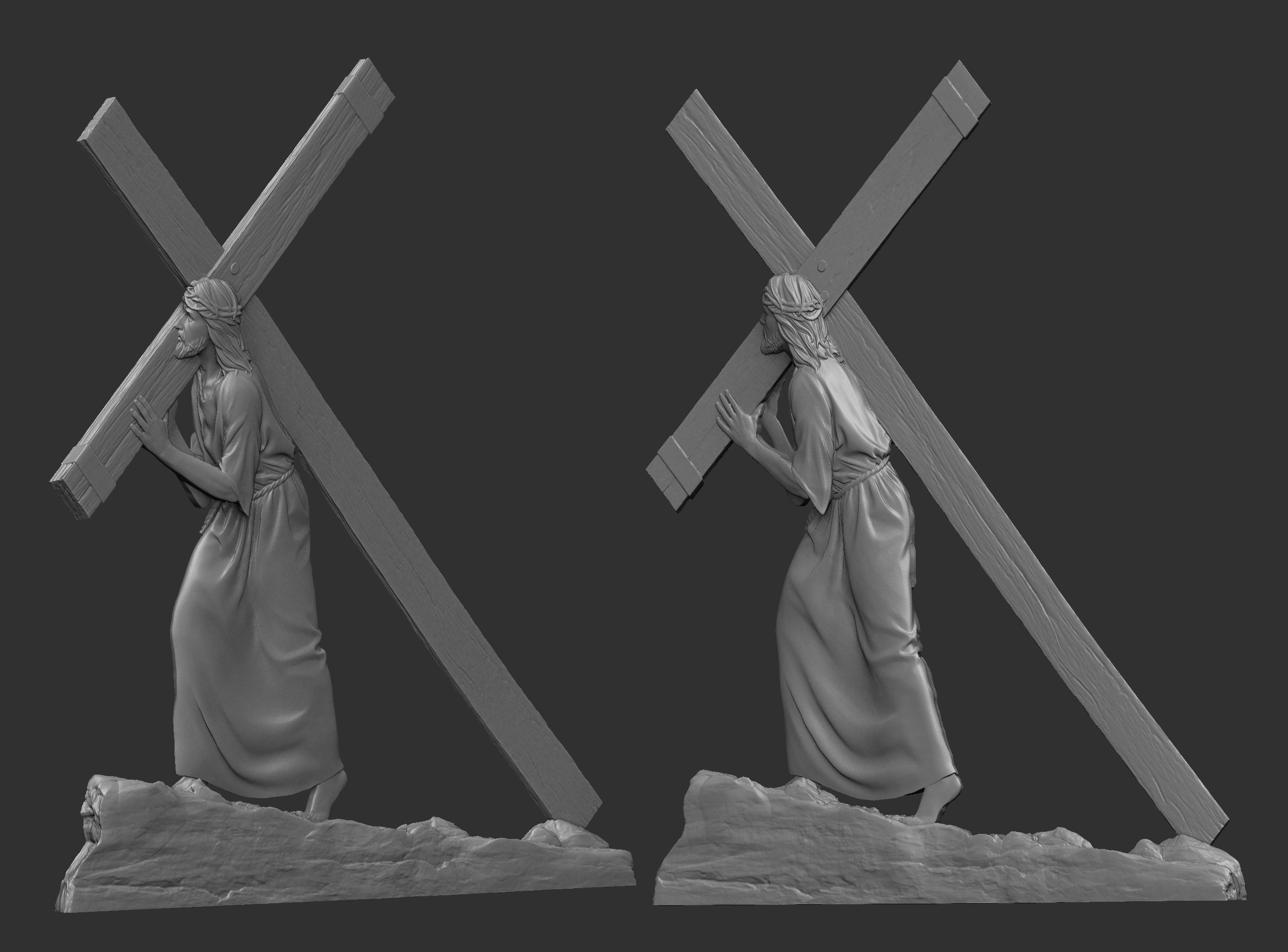 Jesus With The Cross Relief 3D print model_2