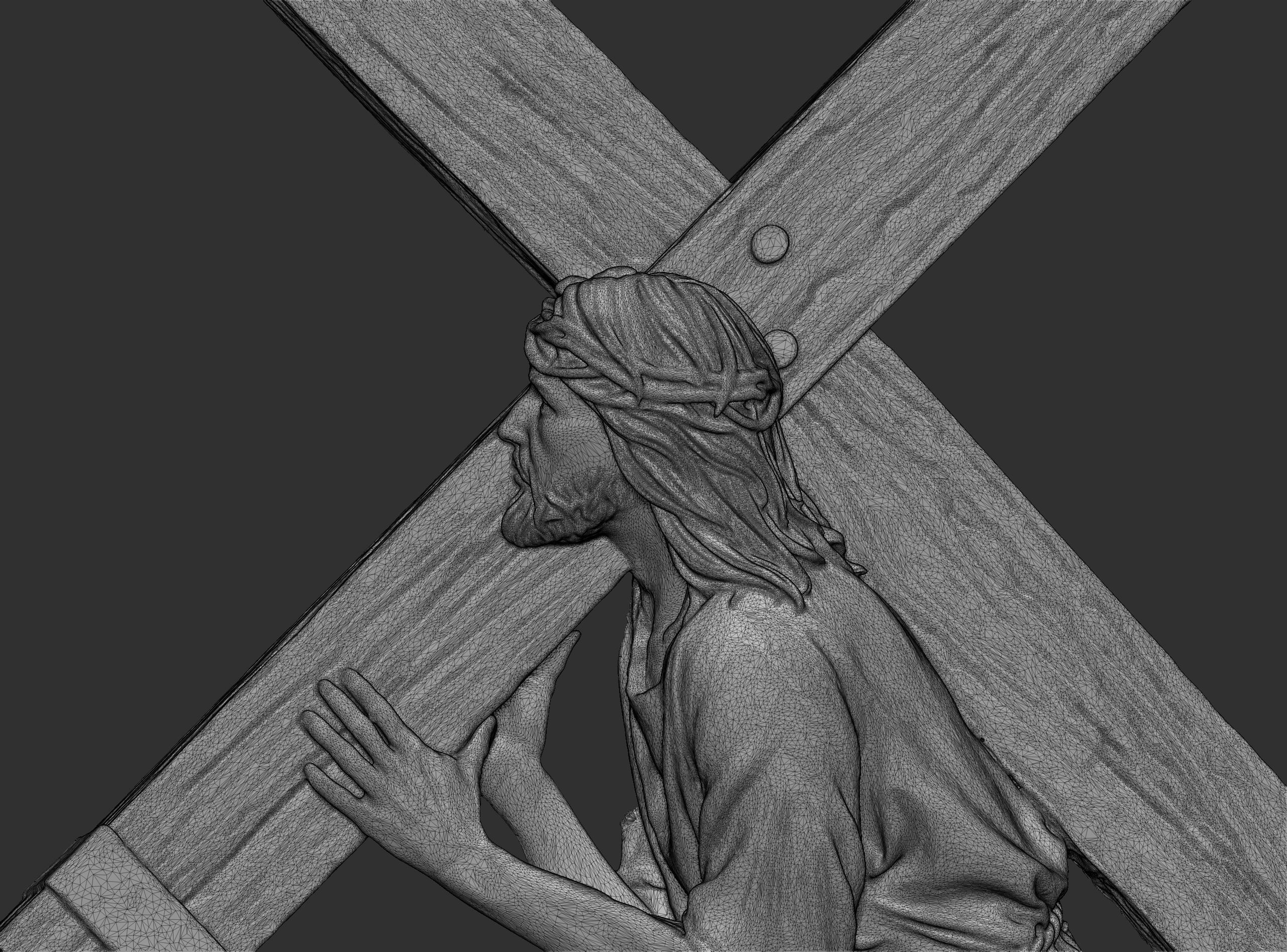Jesus With The Cross Relief 3D print model_4