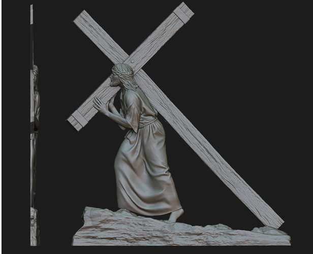 Jesus With The Cross Relief 3D print model