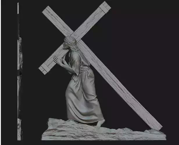 Jesus With The Cross Relief 3D print model