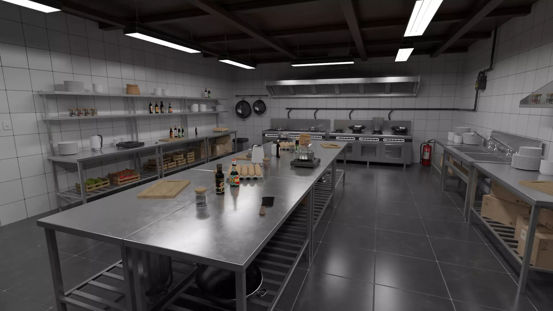 Industrial Kitchen Low-poly 3D model