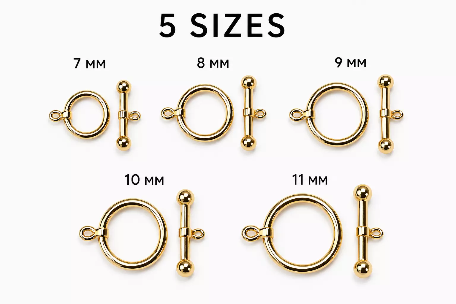 Toggle Clasp Set 5 Sizes 3D print model