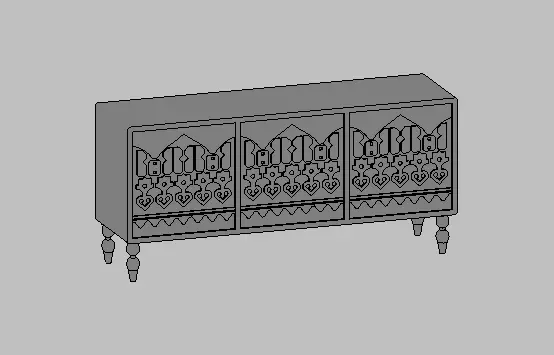 Classic Oriental Carved Sideboard Revit Family RFA 3D model