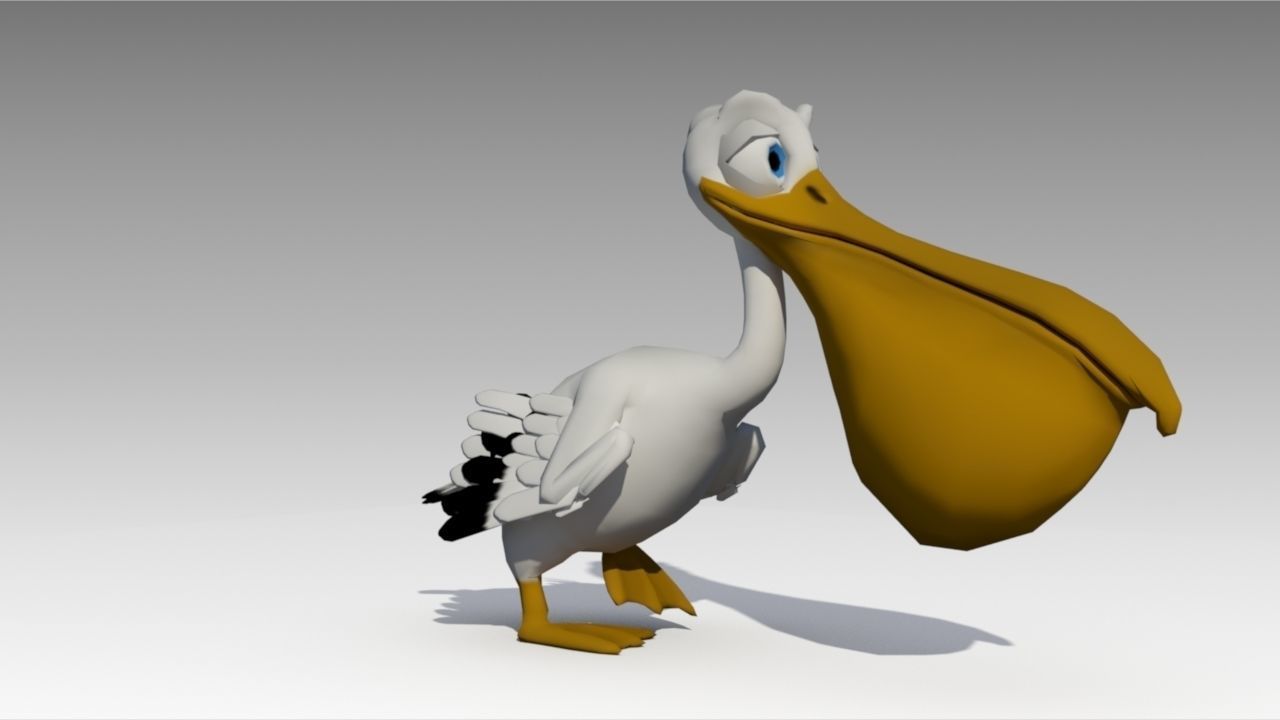 Pelican Toon Animated Low-poly 3D model_2