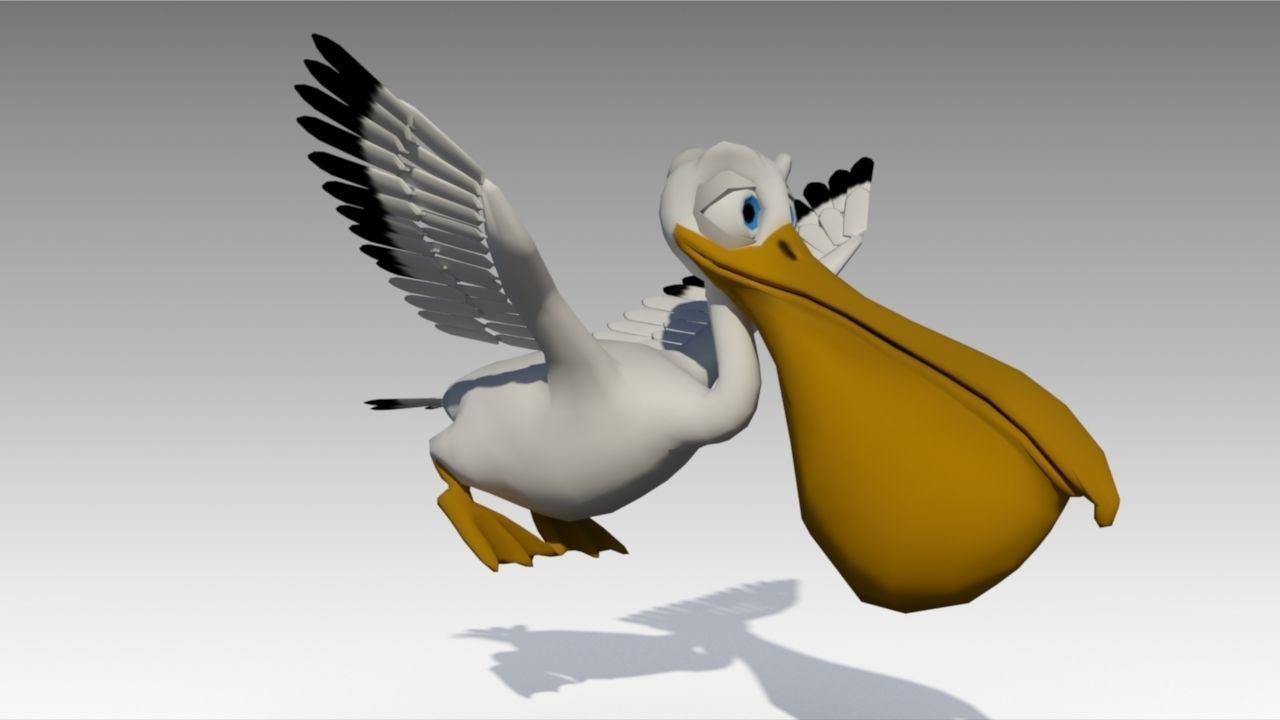 Pelican Toon Animated Low-poly 3D model_3