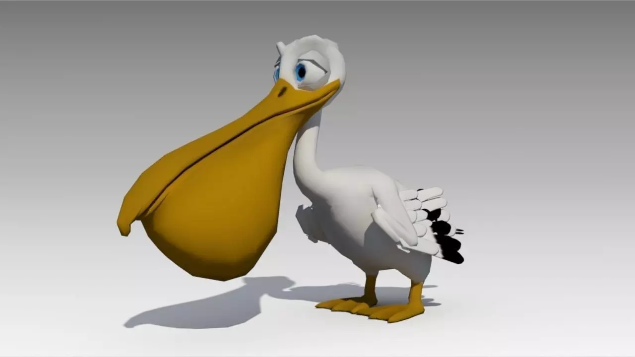 Pelican Toon Animated Low-poly 3D model_0