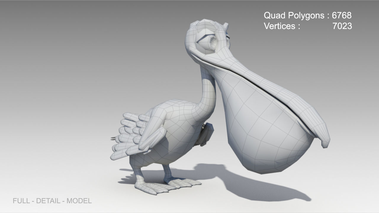 Pelican Toon Animated Low-poly 3D model_5