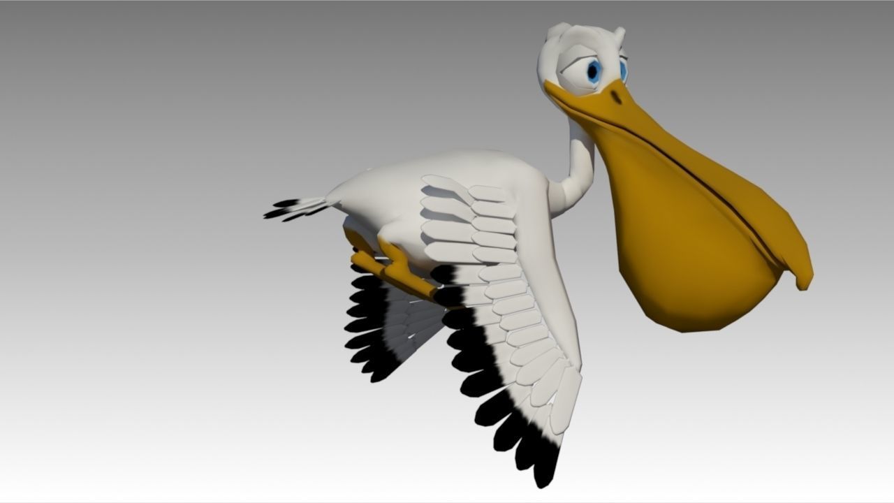 Pelican Toon Animated Low-poly 3D model_4