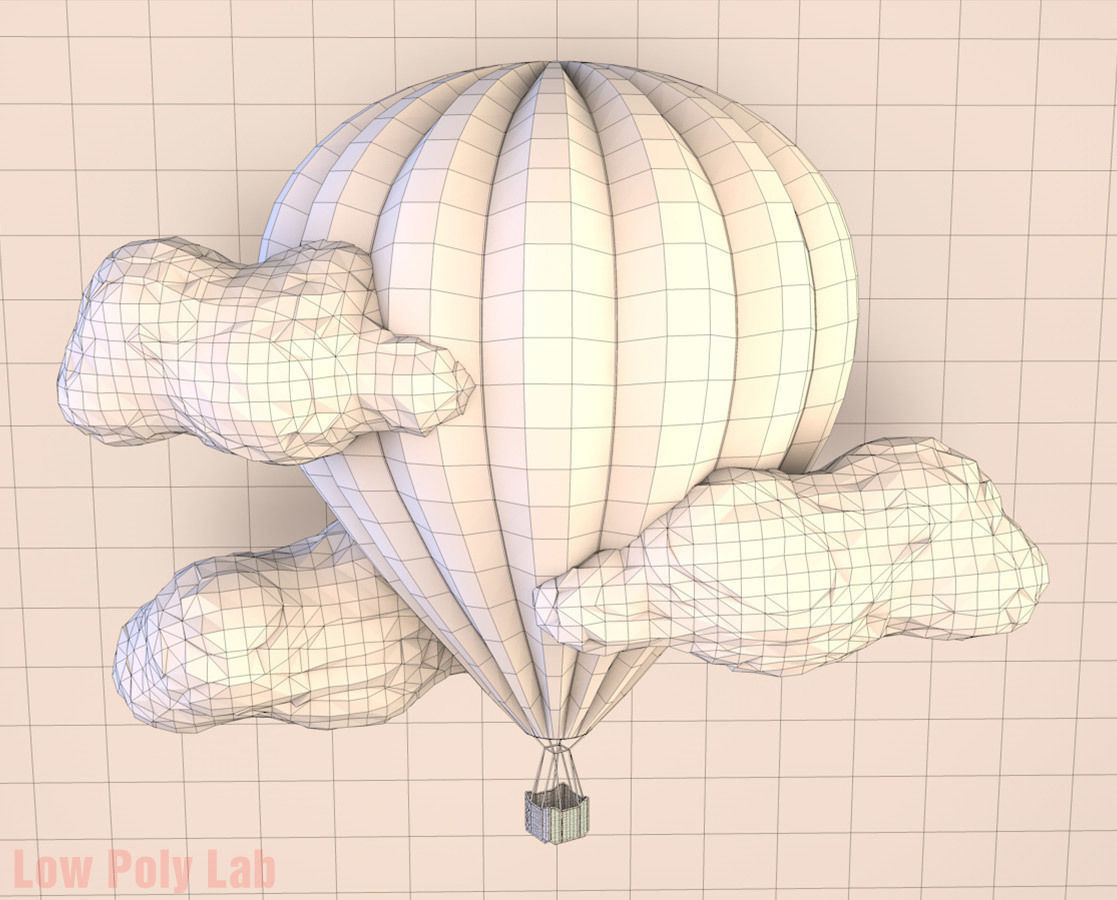 Cartoon Balloon Low-poly 3D model_3