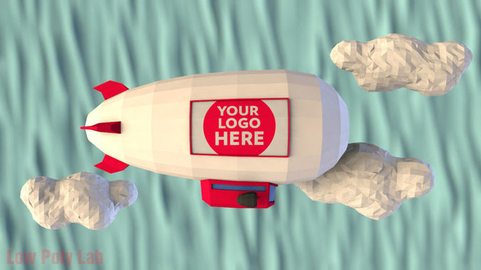 Cartoon Airship Low-poly 3D model