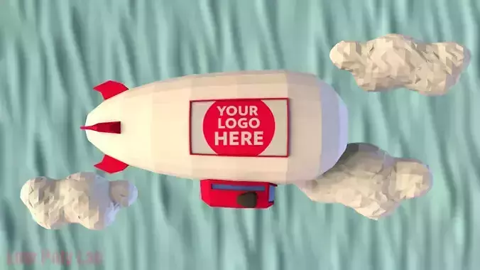 Cartoon Airship Low-poly 3D model