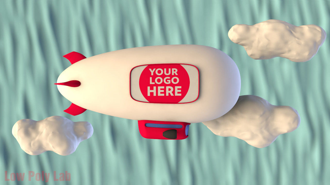 Cartoon Airship Low-poly 3D model_1
