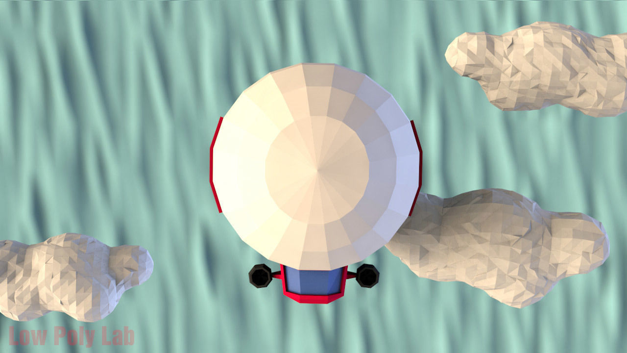 Cartoon Airship Low-poly 3D model_4