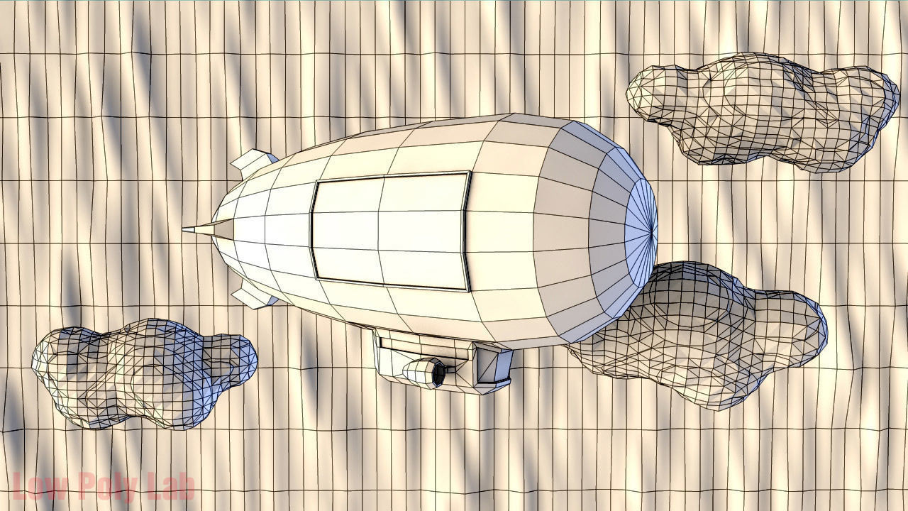 Cartoon Airship Low-poly 3D model_3