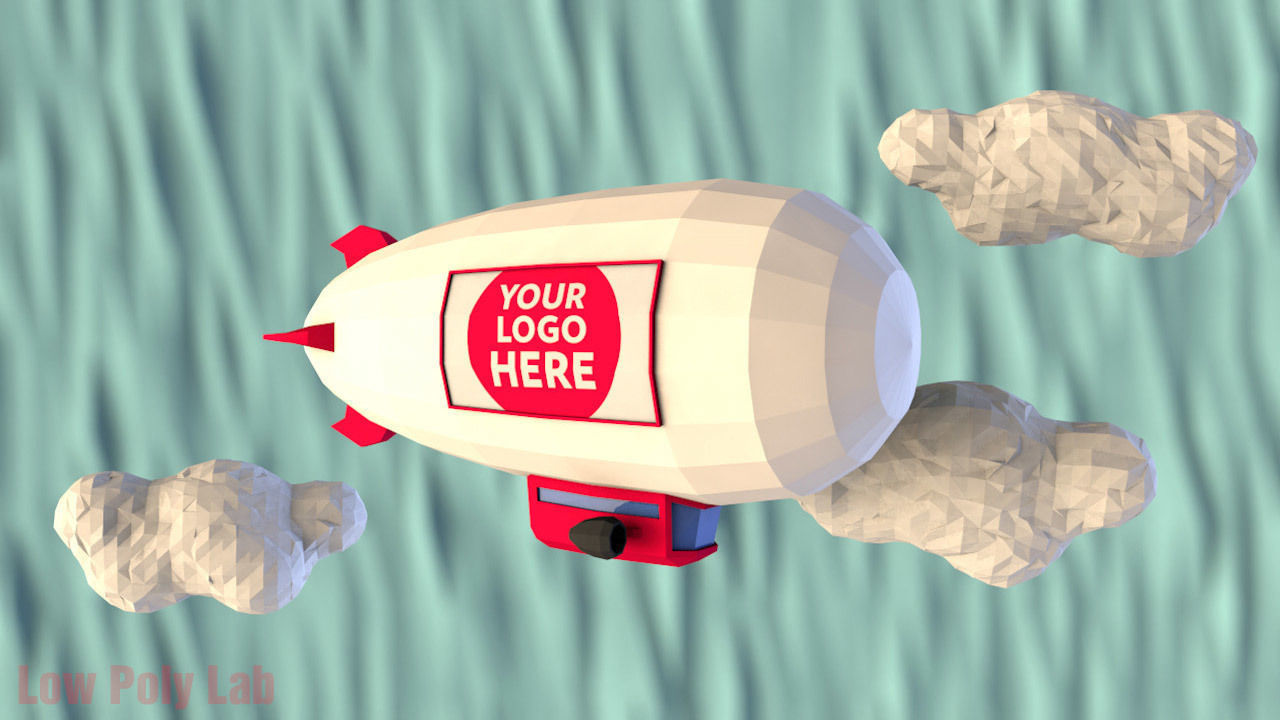 Cartoon Airship Low-poly 3D model_2