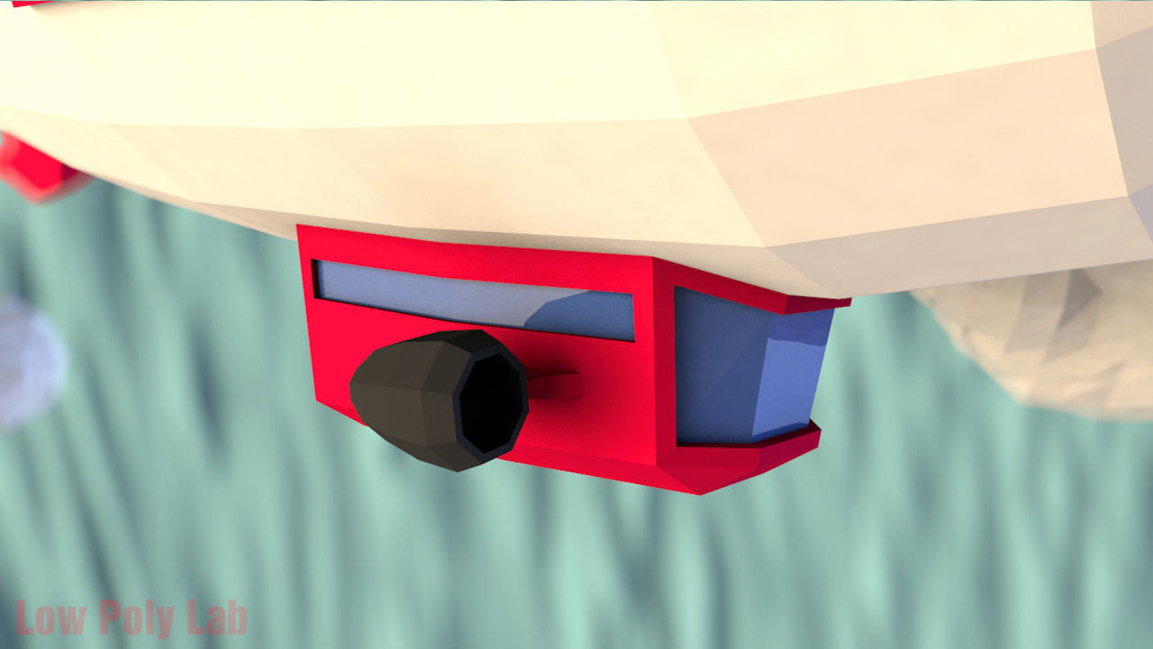 Cartoon Airship Low-poly 3D model_5