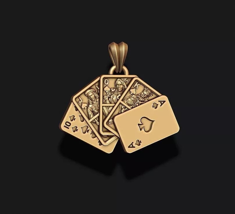 Spades Royal Flush Playing Cards pendant 3D print model