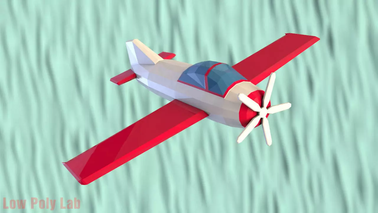 Cartoon  Plane AirCraft Low-poly 3D model_0