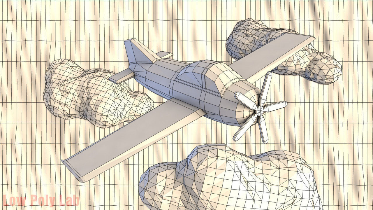 Cartoon  Plane AirCraft Low-poly 3D model_3