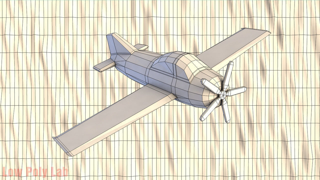 Cartoon  Plane AirCraft Low-poly 3D model_1