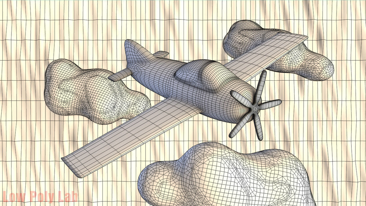 Cartoon  Plane AirCraft Low-poly 3D model_5