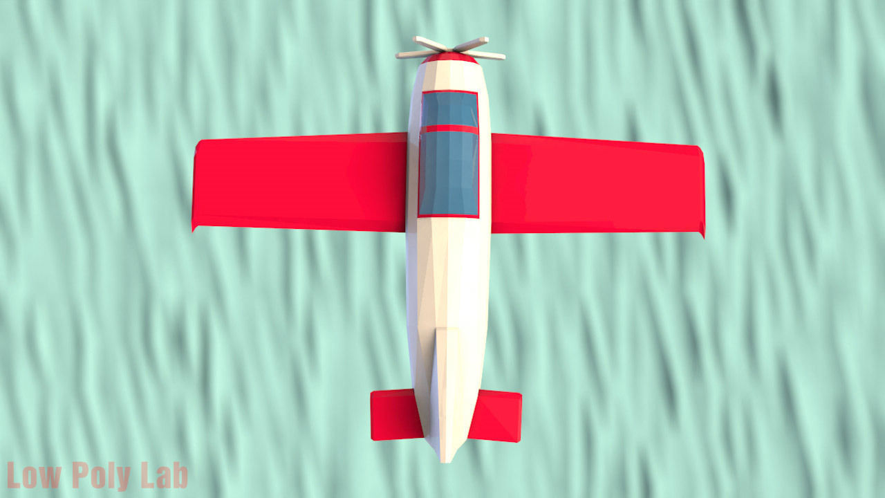 Cartoon  Plane AirCraft Low-poly 3D model_6