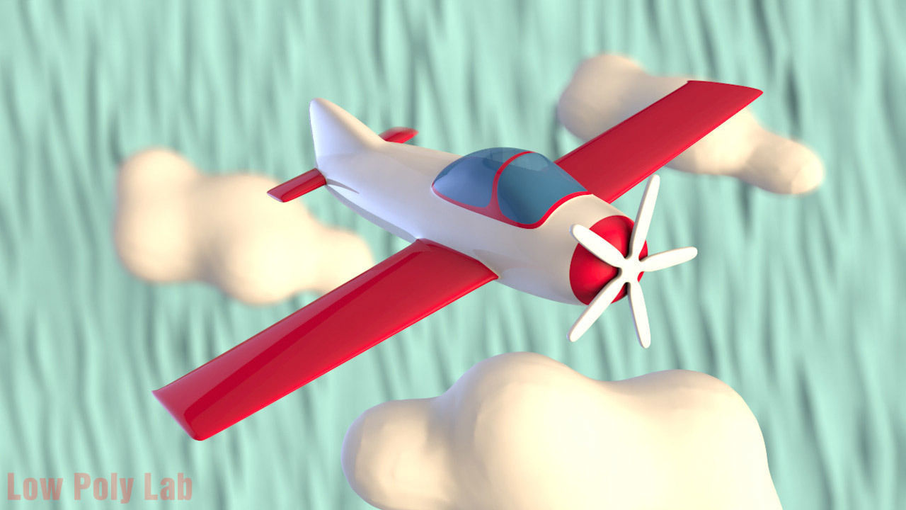 Cartoon  Plane AirCraft Low-poly 3D model_4