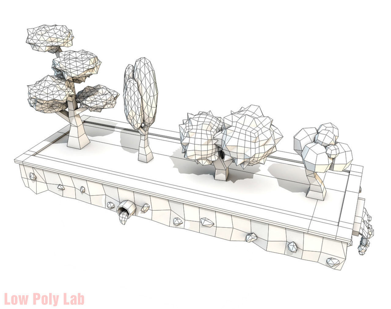 Cartoon Trees Pack 1 Low-poly 3D model_1