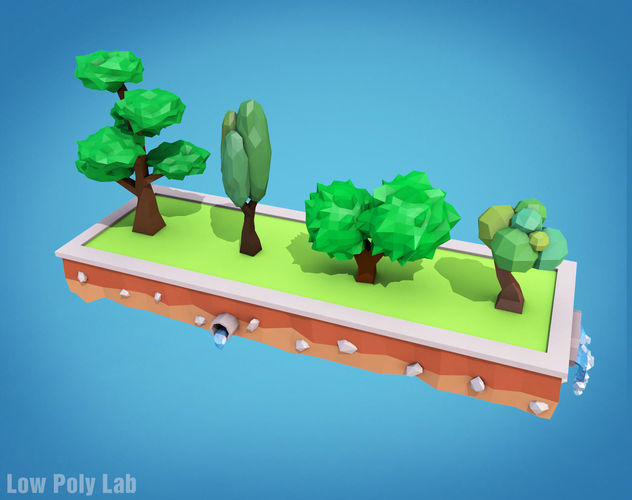 Cartoon Trees Pack 1 Low-poly 3D model