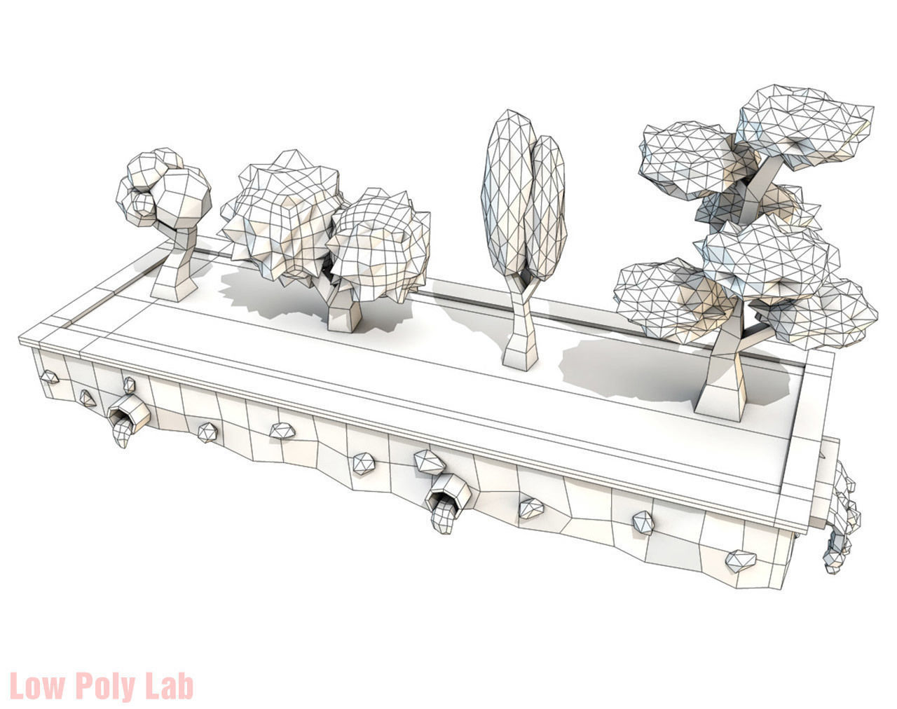Cartoon Trees Pack 1 Low-poly 3D model_3