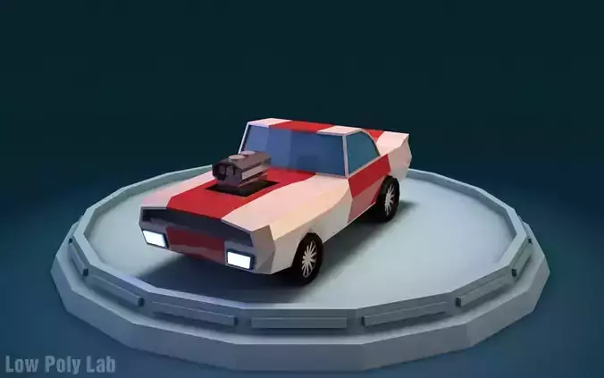 Cartoon Racing Car Low-poly 3D model