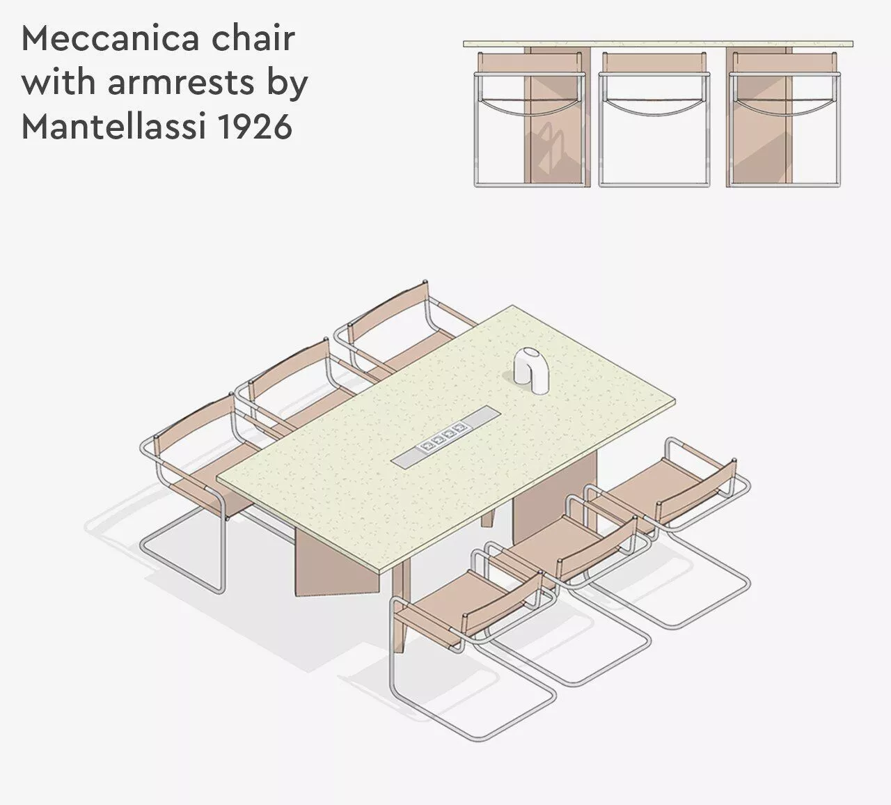 Meccanica Dining Set by Mantellassi 1926 Revit Family 3D model