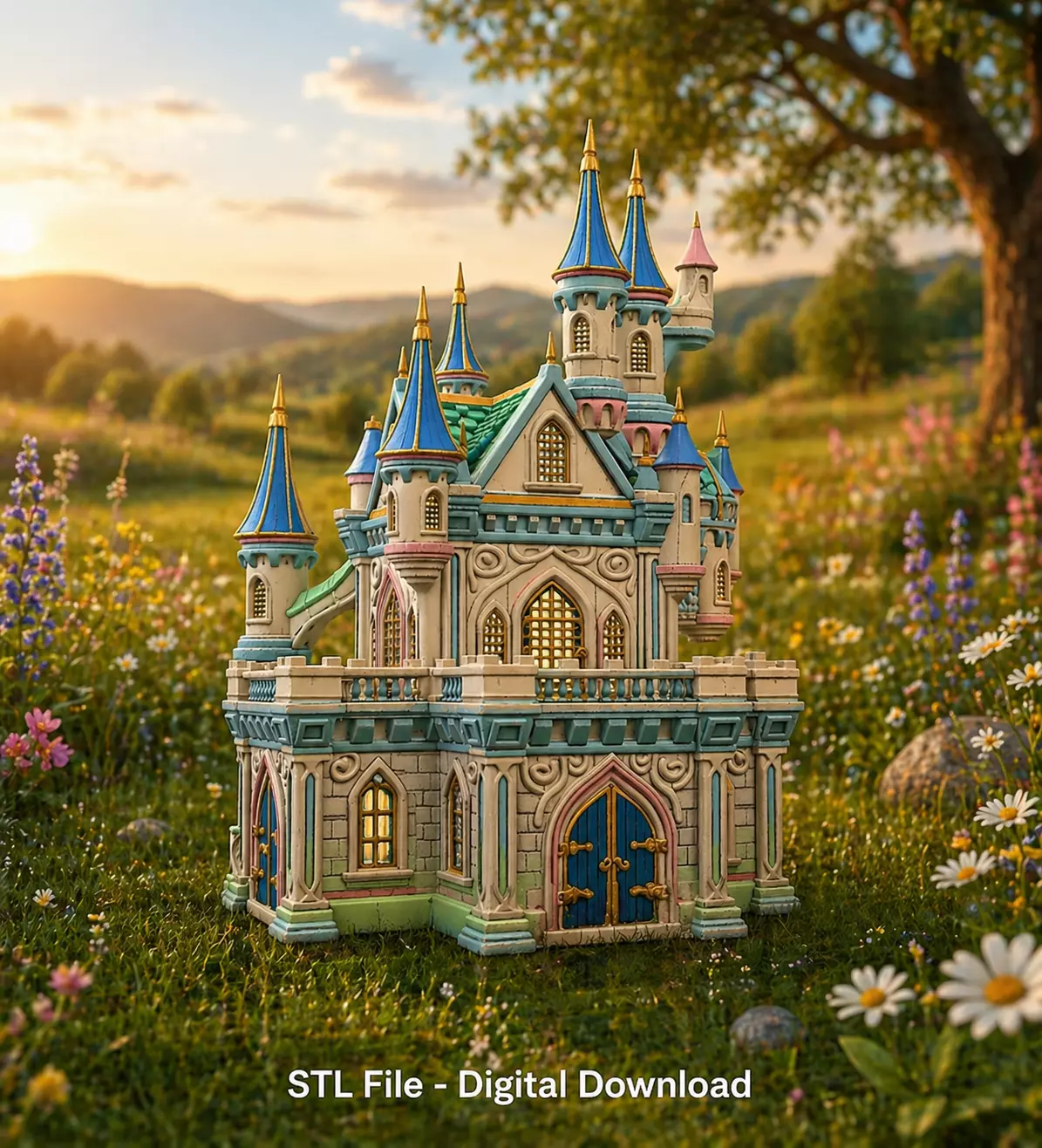 Enchanted Fantasy Castle Miniature STL File for 3D Print 3D print model
