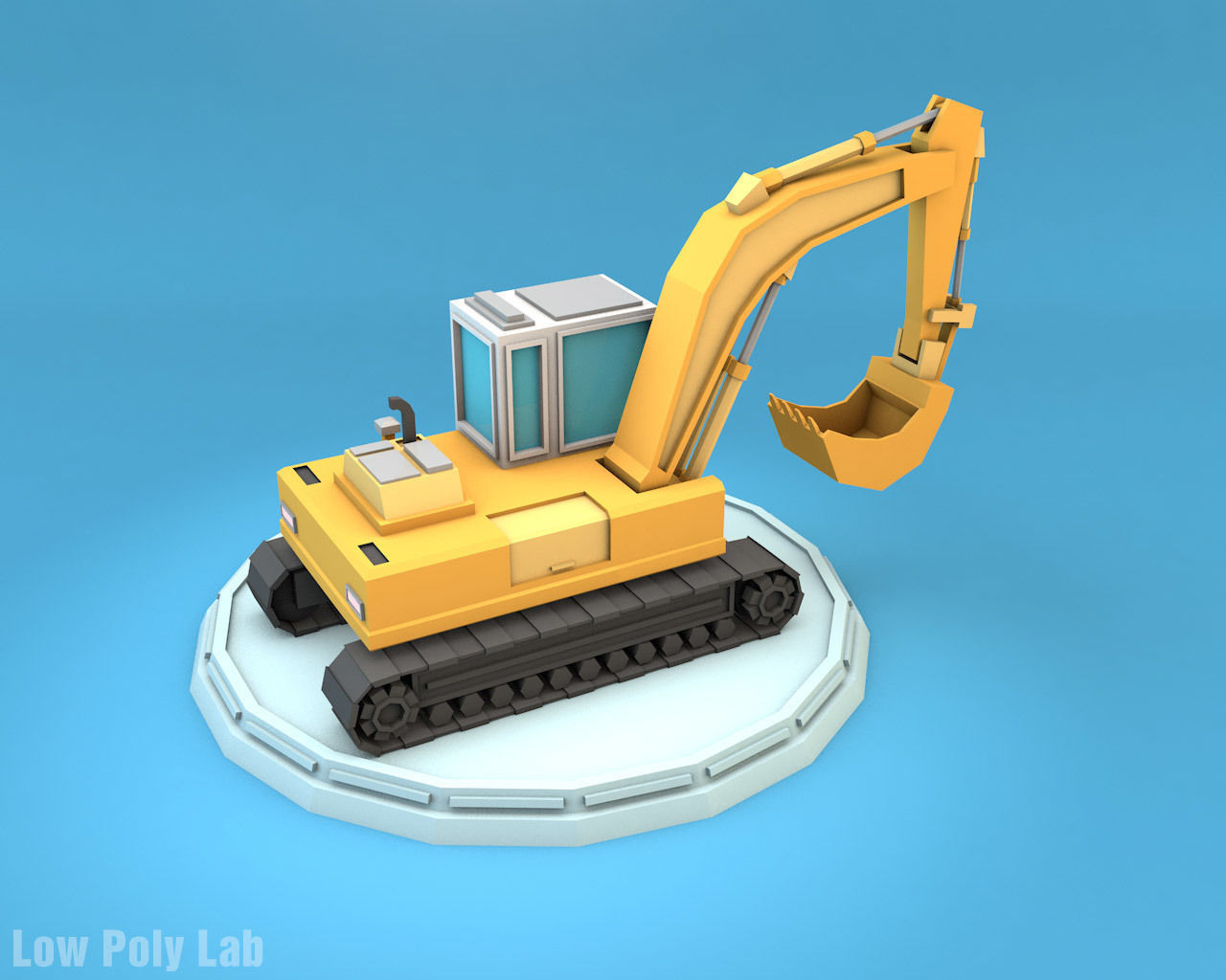 Low Poly Excavator Low-poly 3D model_4