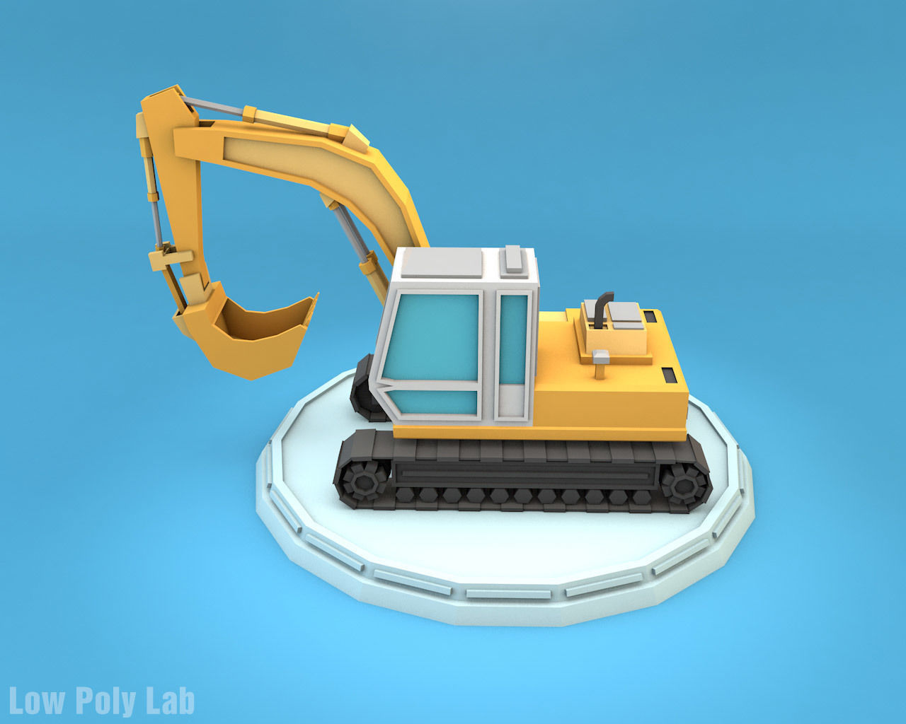 Low Poly Excavator Low-poly 3D model_2