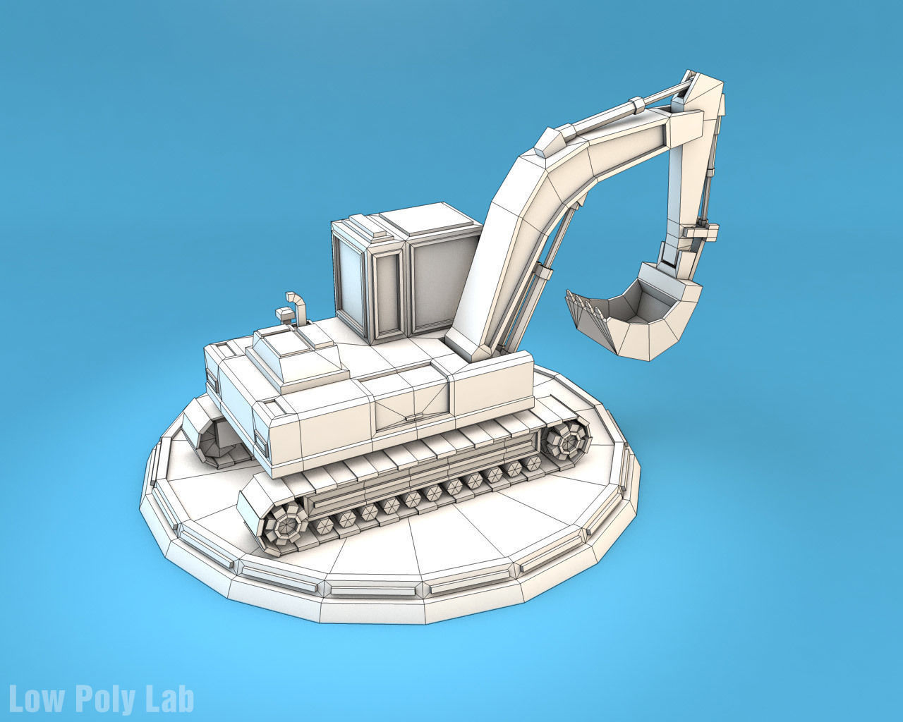Low Poly Excavator Low-poly 3D model_3