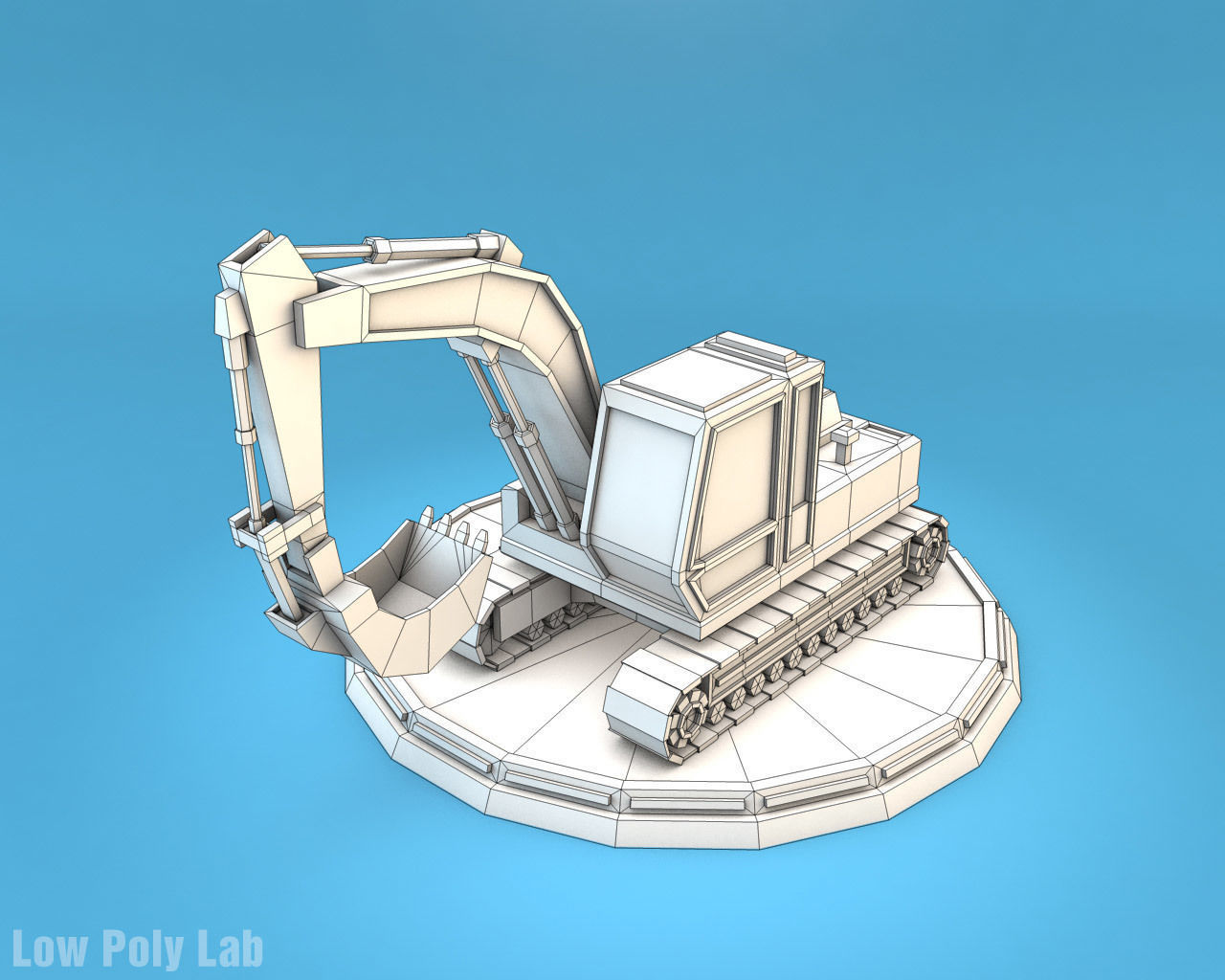 Low Poly Excavator Low-poly 3D model_1