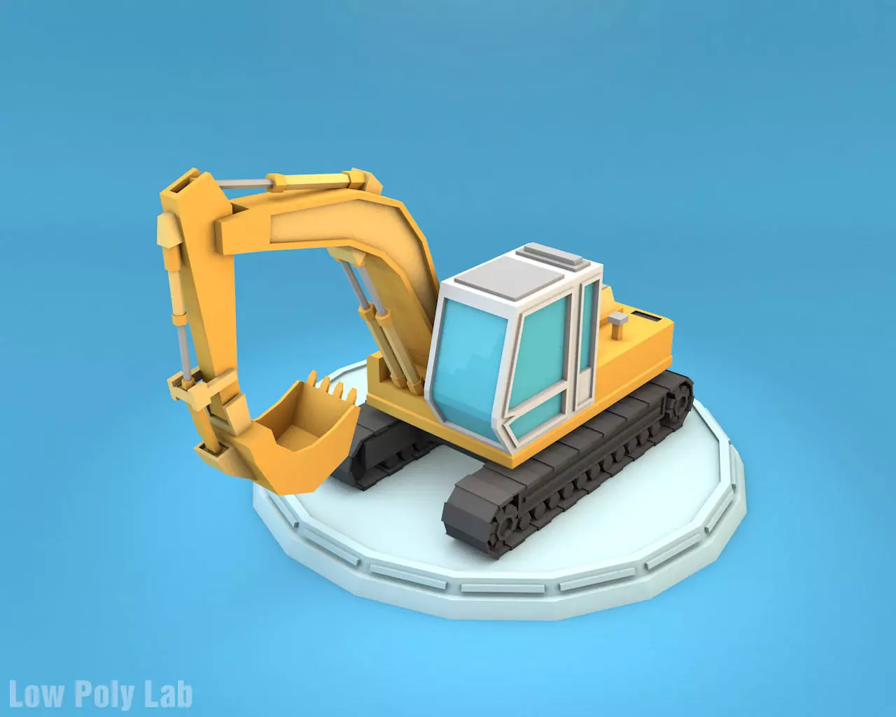 Low Poly Excavator Low-poly 3D model_0