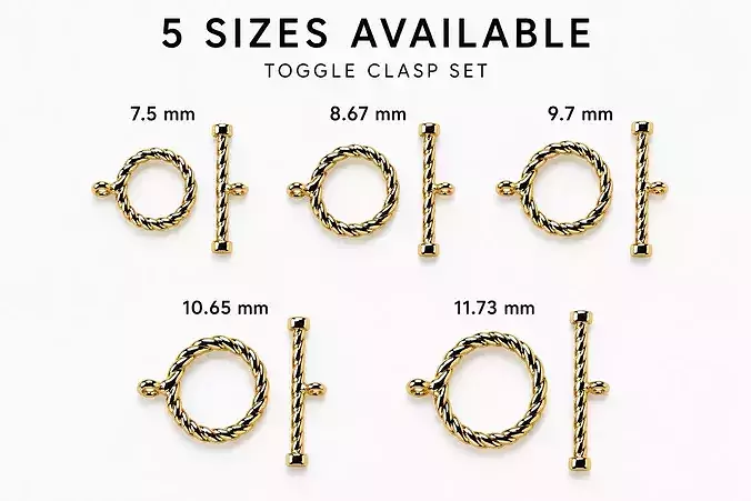 Twisted Toggle Clasp Set 5 Sizes