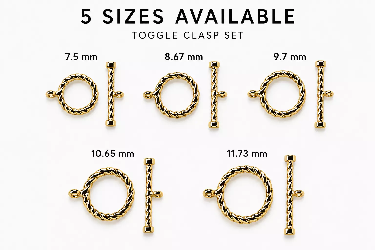 Twisted Toggle Clasp Set 5 Sizes 3D print model