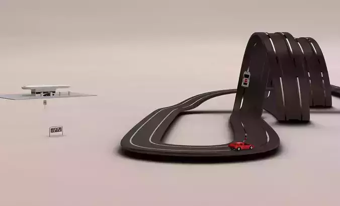 Racetrack toy race track with two cars