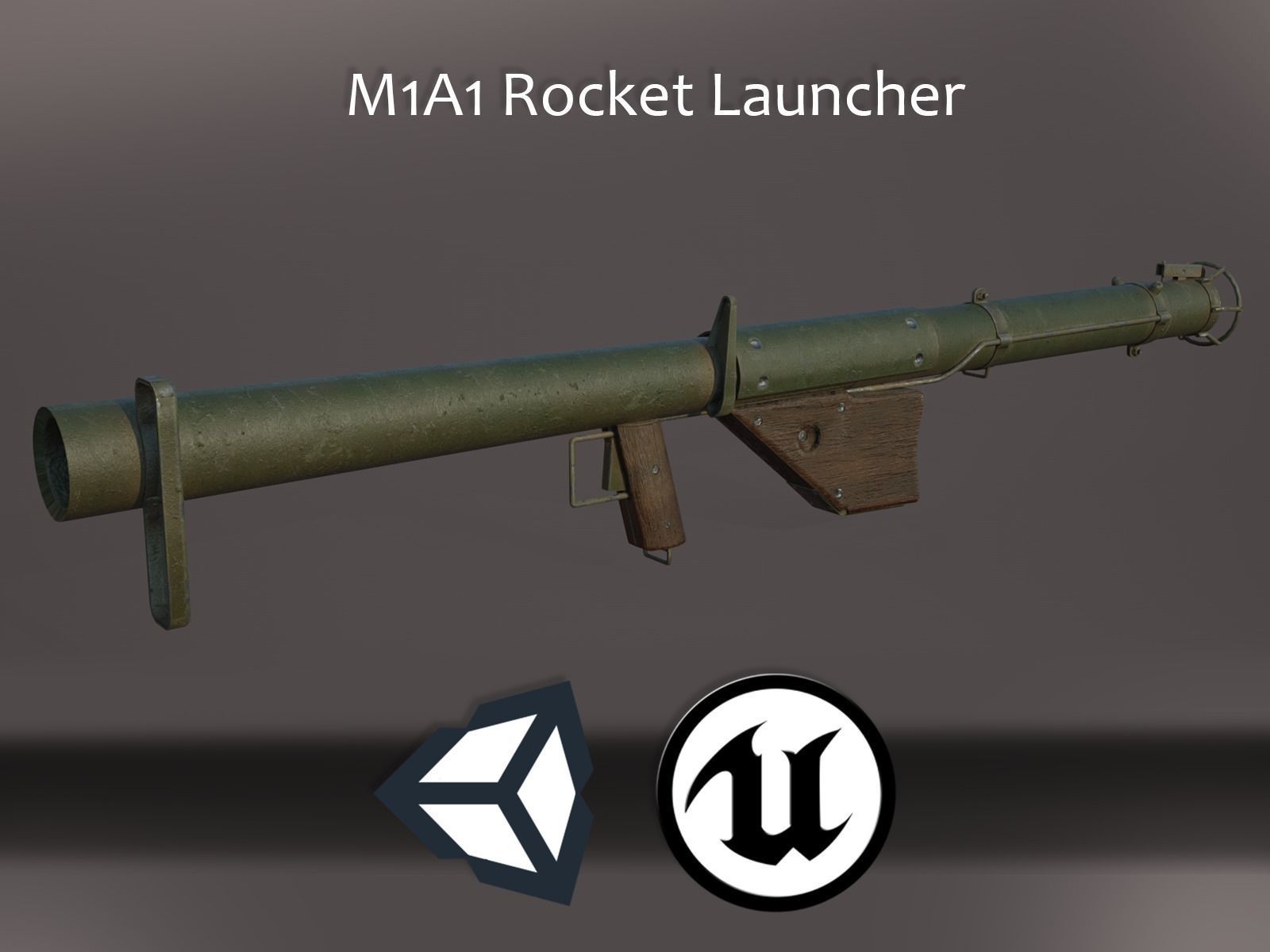 World War II - M1A1 Rocket Launcher - PBR and Game Ready Low-poly 3D model_0