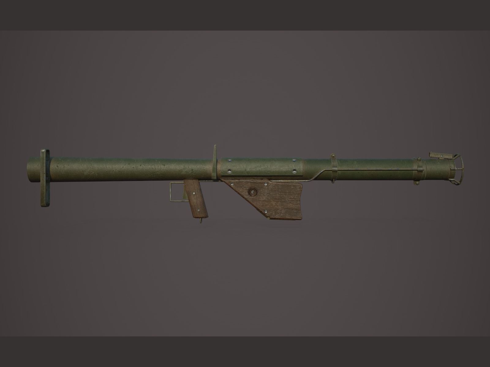 World War II - M1A1 Rocket Launcher - PBR and Game Ready Low-poly 3D model_6