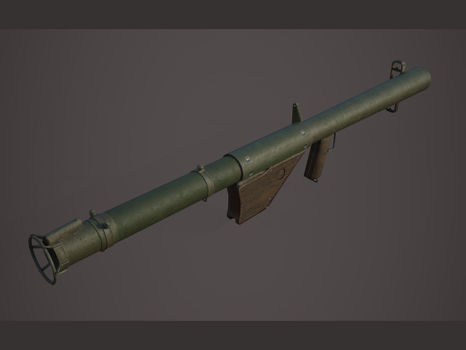World War II - M1A1 Rocket Launcher - PBR and Game Ready Low-poly 3D model_3