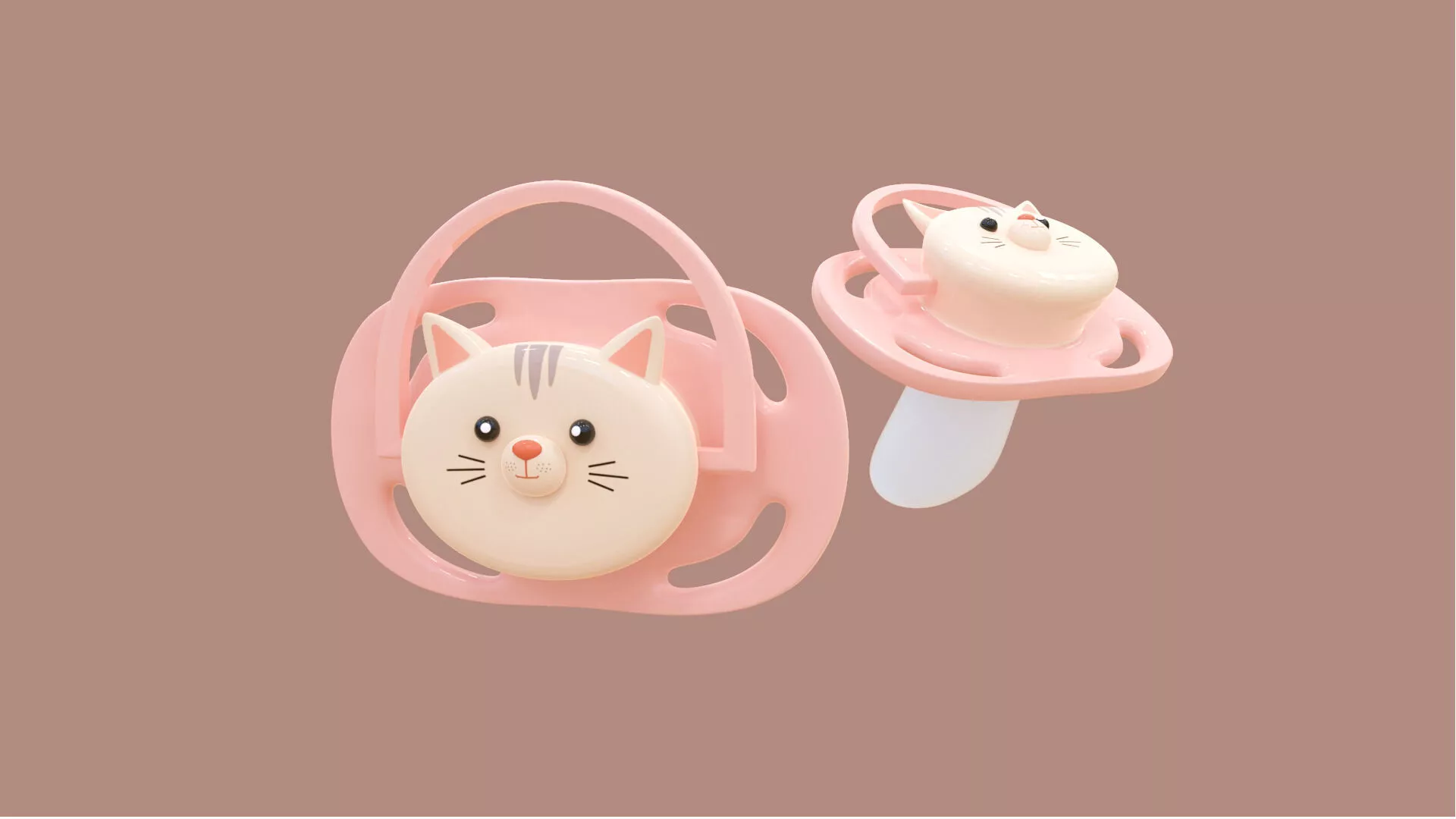 Cute Cat Baby Pacifier Low-poly 3D model