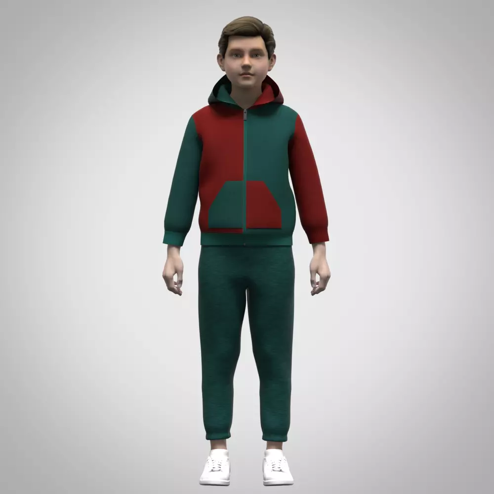 Boys hoodie 3d clothing Low-poly 3D model