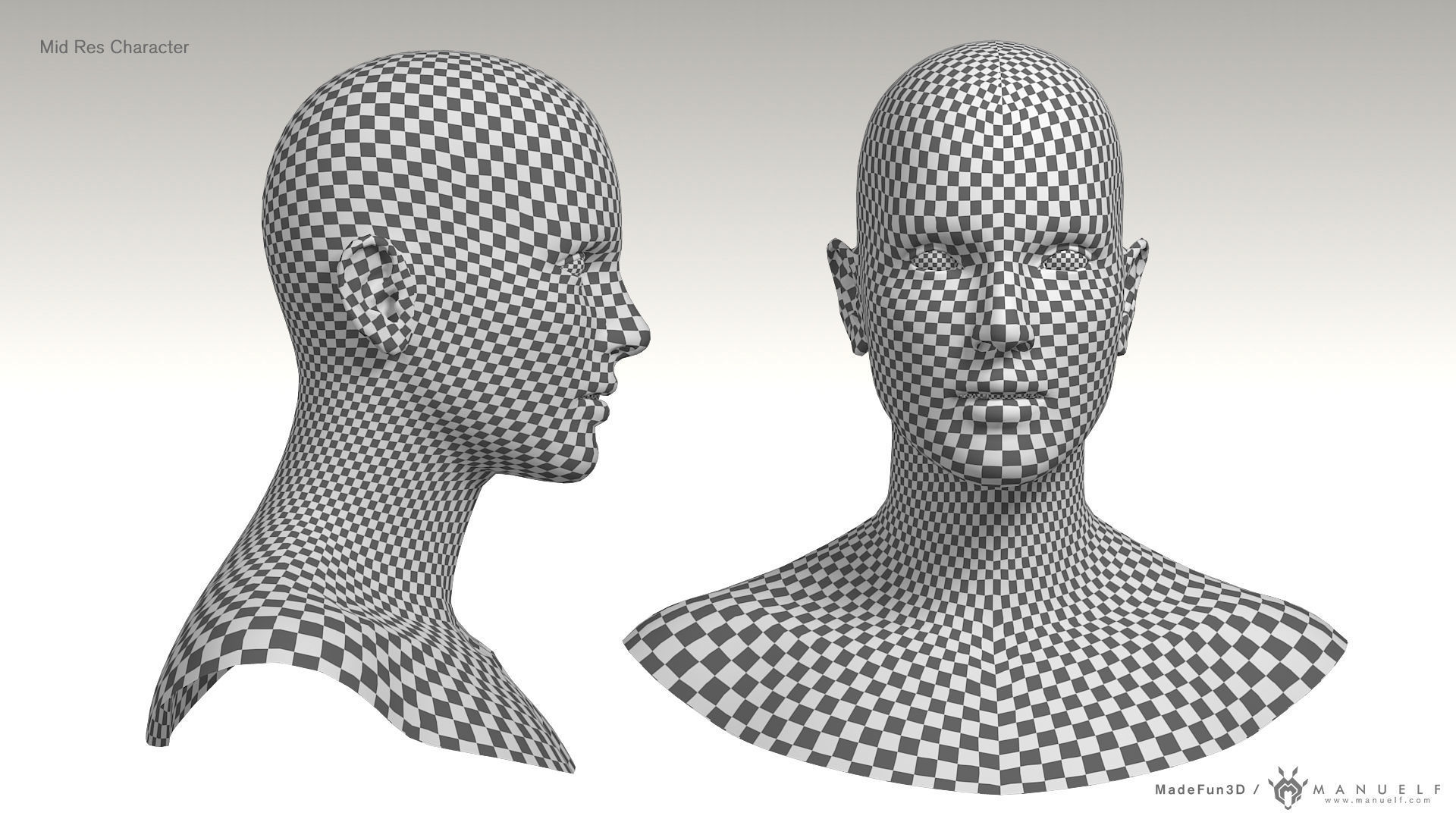3D Character Bust BaseMesh Pack for games Low-poly 3D model_10