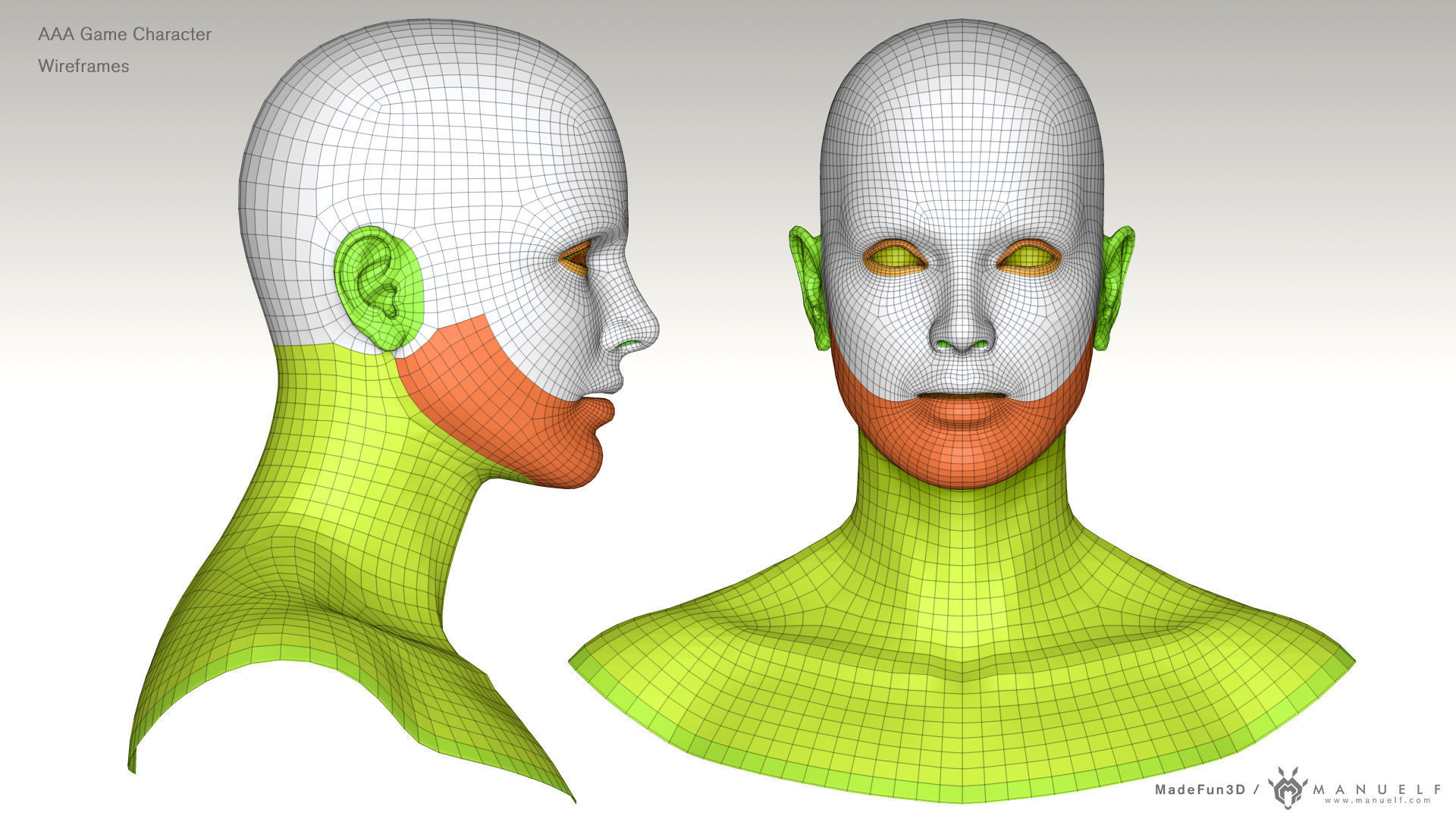 3D Character Bust BaseMesh Pack for games Low-poly 3D model_2